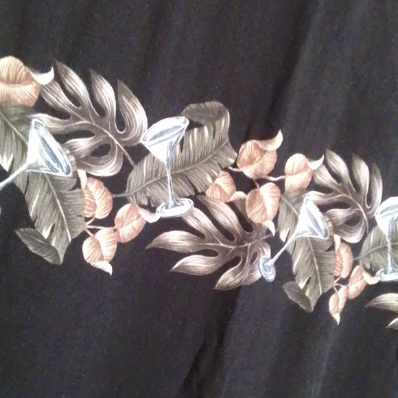 Vintage Leaf Martini Print Casual Short Sleeve Button up - Picture 8 of 8